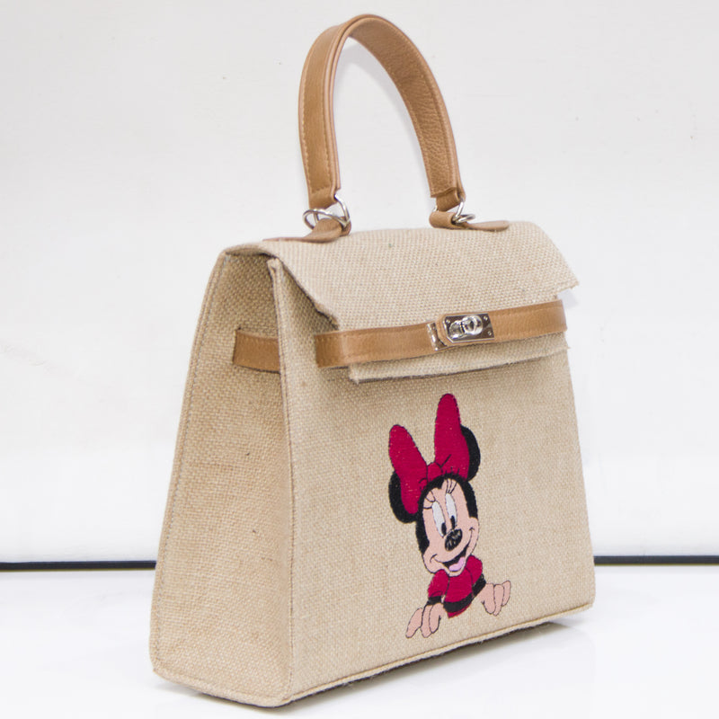 bag made of embroidered jute
